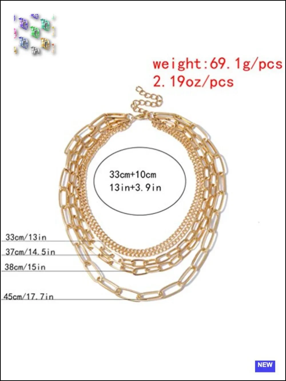 Chunky Chain Multilayer Collar Necklace Gold, Punk Statement Choker